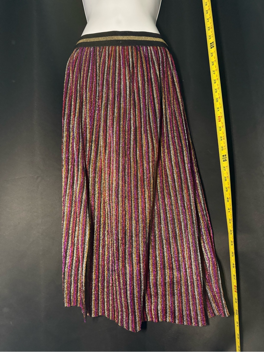 Topshop Metallic Pleated Maxi Skirt in Pink, Gold & Purple